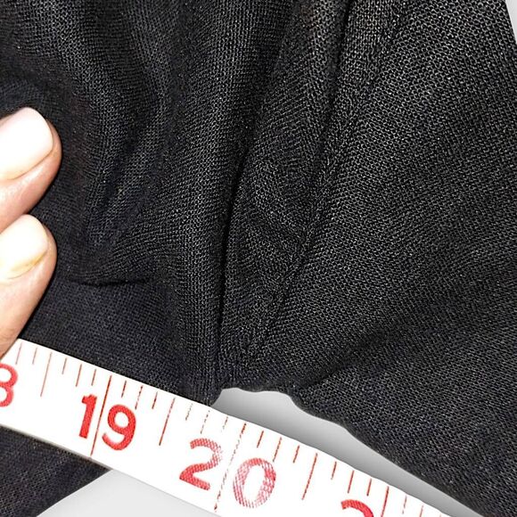 H by Halston Womens‎ Dress Sz 14 Black Linen Midi Shirt Short Sleeve Lagenlook - Picture 13 of 15